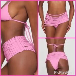 SKIMS Pink Rhinestone Swim Strappy Skirt BELT Cover up Belt over Jeans NWT S